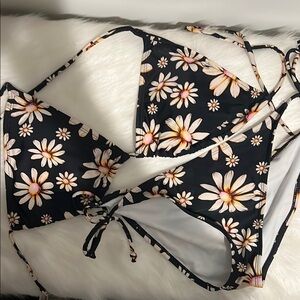 Floral Black Bikini Set